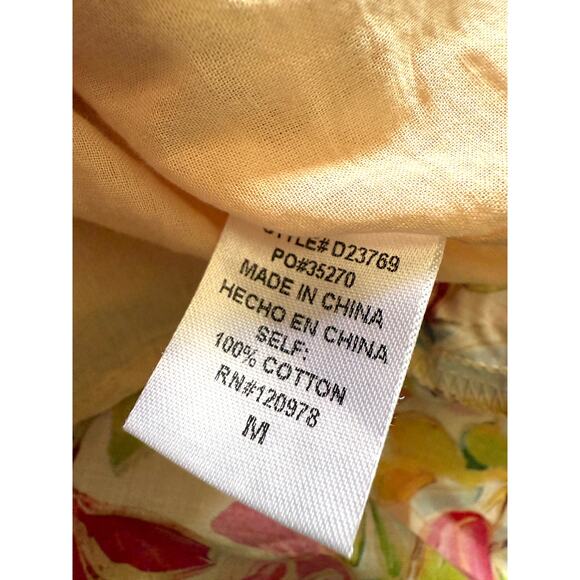 Entro Floral Button Dress Multicolor Collared Short Sleeve Tiered Hem Boho M - Picture 5 of 8